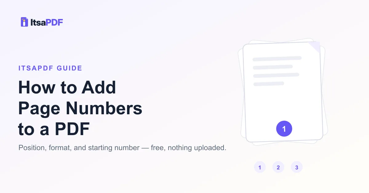 Guide to adding page numbers to a PDF with ItsaPDF